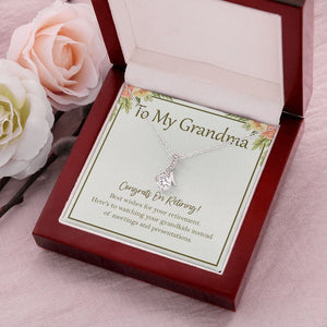 "Meetings And Presentations" Grandma Retirement Necklace Gift From Granddaughter Grandson Grandkids Alluring Beauty Pendant Jewelry Box