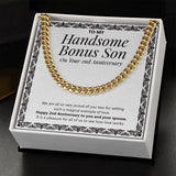 "We Are All So Proud" Handsome Bonus Son 2nd Wedding Anniversary Necklace Gift From Mom Dad Cuban Link Chain Jewelry Box