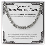 "Love Stays With You" Amazing Brother In Law 20th Wedding Anniversary Necklace Gift From Sister-In-Law Brother-In-Law Cuban Link Chain Jewelry Box