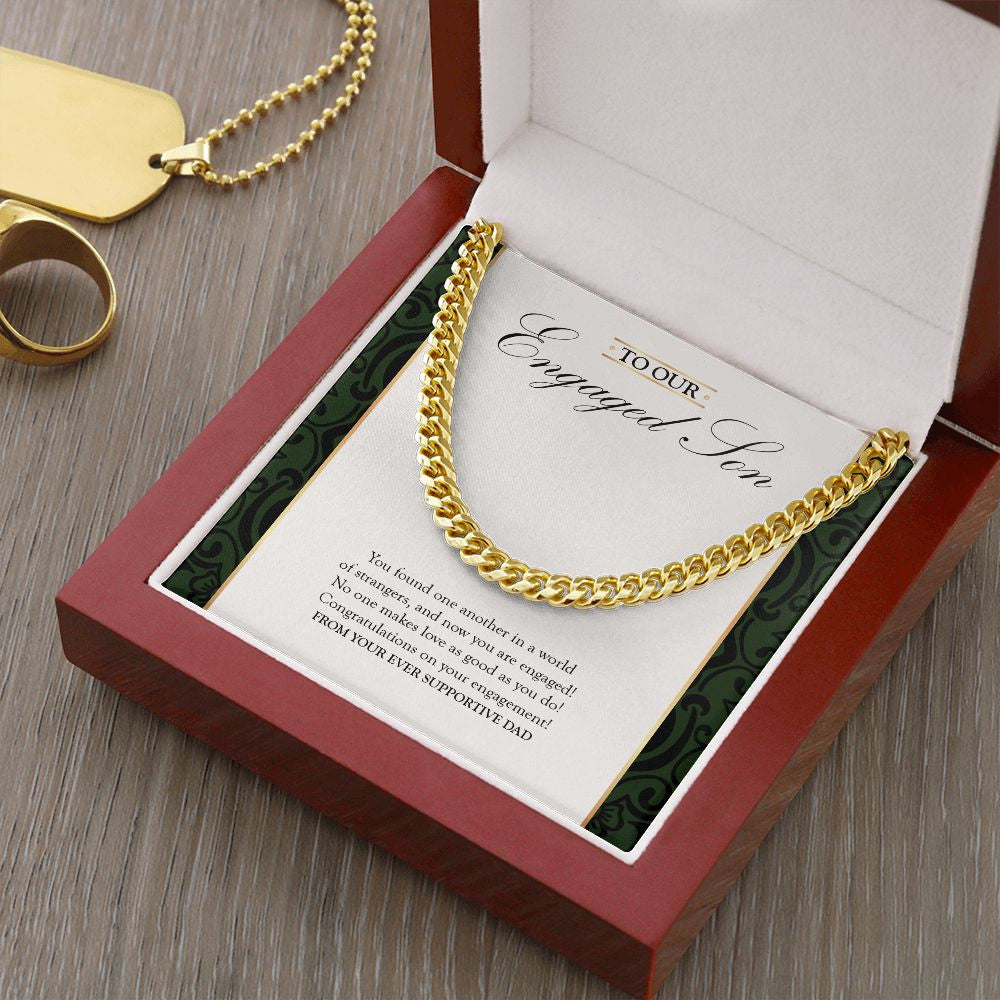 "In A World Of Strangers" Son Engagement Necklace Gift From Dad Cuban Link Chain Jewelry Box