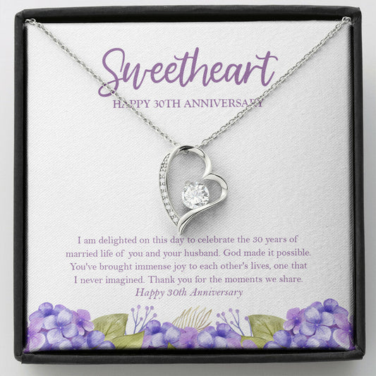 "Immense Joy To Each Other" Sweetheart Niece 30th Wedding Anniversary Necklace Gift From Aunt Uncle Forever Love Pendant Jewelry Box
