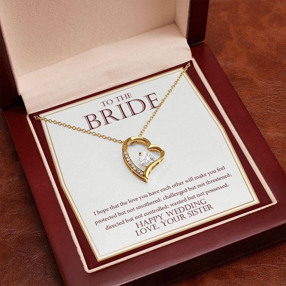 "Wanted But Not Possessed" Bride Wedding Day Necklace Gift From Sister Forever Love Pendant Jewelry Box