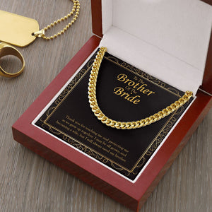 "Protecting Me" Brother of the Bride Wedding Day Necklace Gift From Sister Cuban Link Chain Jewelry Box