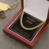 "Protecting Me" Brother of the Bride Wedding Day Necklace Gift From Sister Cuban Link Chain Jewelry Box