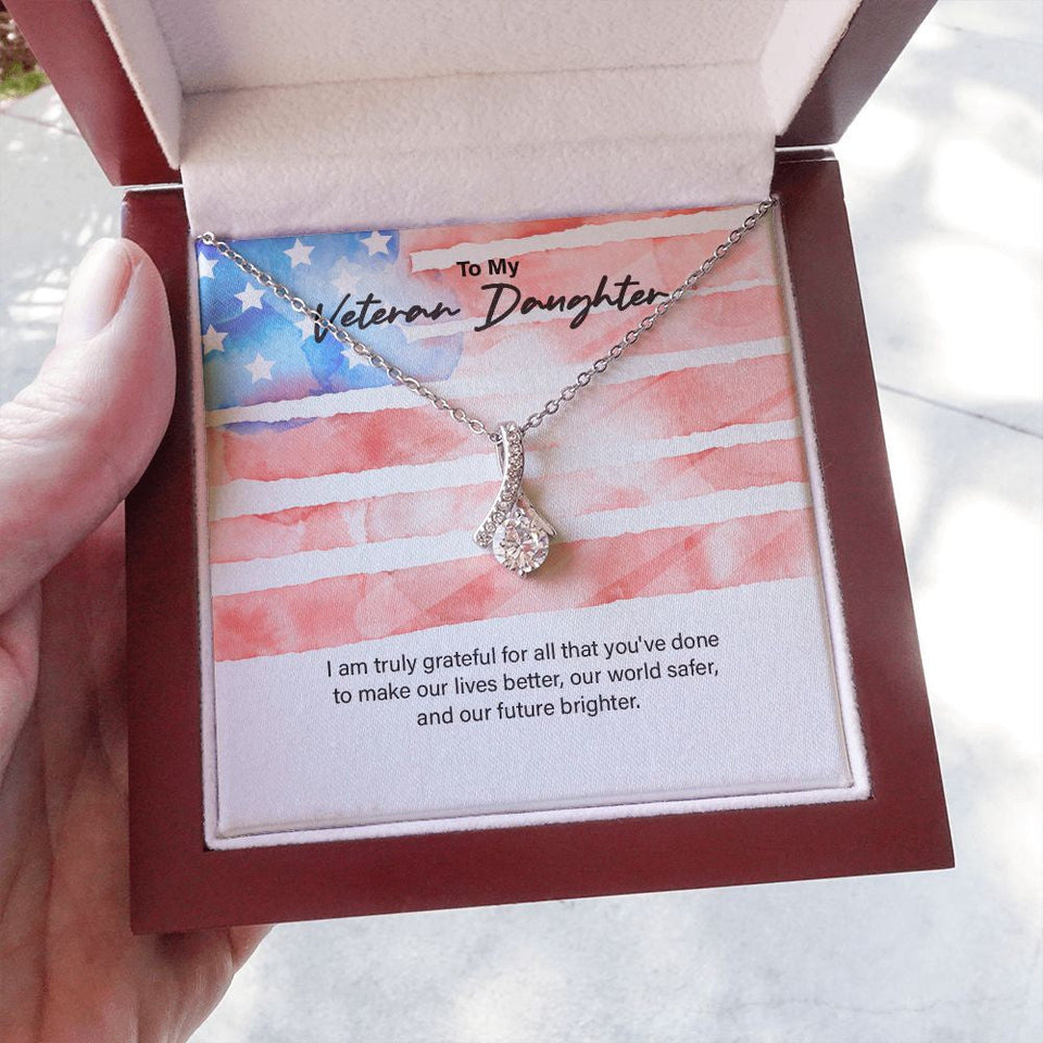 "You Make Our Lives Better" Veteran Daughter Necklace Gift From Mom Dad Alluring Beauty Pendant Jewelry Box Deployment Veterans Day Thanksgiving