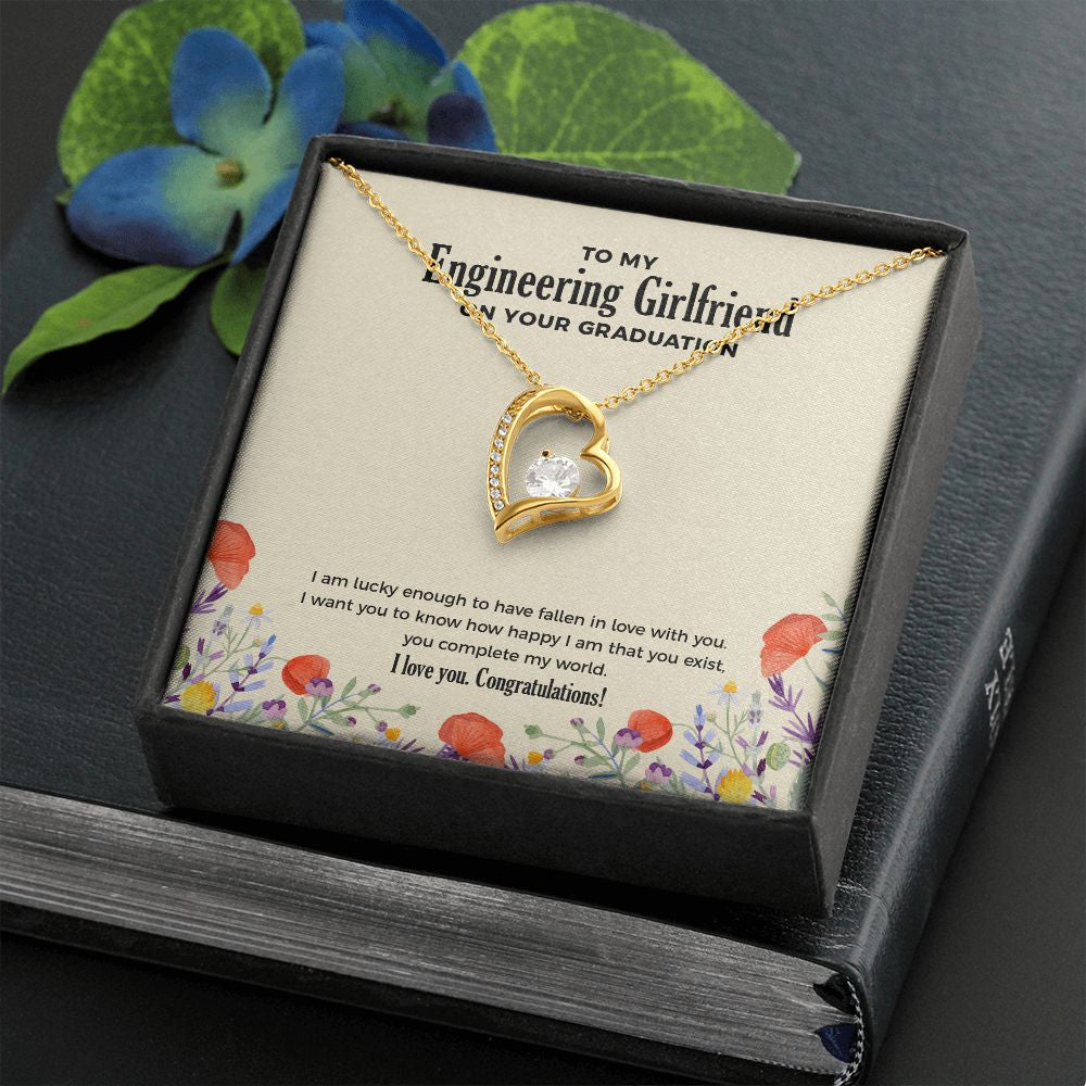 "Lucky To Fall In Love" Engineering Girlfriend Graduation Necklace Gift From Boyfriend Forever Love Pendant Jewelry Box