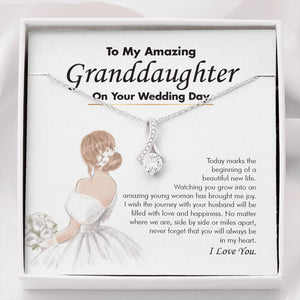 "Beautiful New Life" Granddaughter Wedding Day Necklace Gift From Grandma Grandpa Alluring Beauty Pendant Jewelry Box