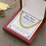 "Heartfelt Celebrations" Bonus Son Necklace Gift From Mom Cuban Link Chain Birthday Graduation Christmas Wedding