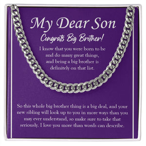 "Definitely On That List" Son Promoted To Big Brother Necklace Gift From Mom Dad Cuban Link Chain Jewelry Box Baby Shower Gender Reveal