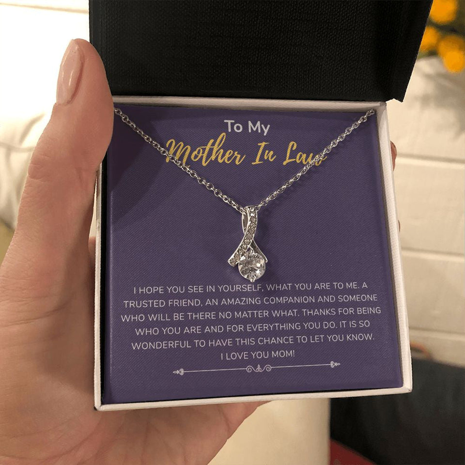 "Amazing Companion" Mother In Law Necklace Gift From Daughter-in-law Son-in-law Alluring Beauty Pendant Jewelry Box Birthday Wedding Anniversary Thanksgiving
