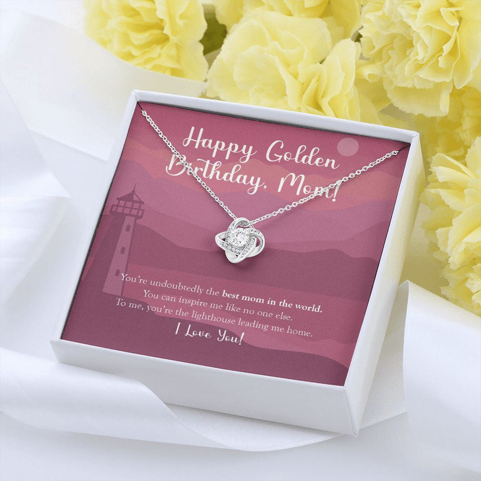 "You Are My Lighthouse" Mom Golden Birthday Necklace Gift From Daughter Son Forever Love Pendant Jewelry Box