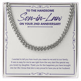 "How Much You Mean" Handsome Son In Law 2nd Wedding Anniversary Necklace Gift From Mother-In-Law Father-In-Law Cuban Link Chain Jewelry Box