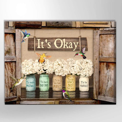 It's Okay Hummingbird Premium Wall Art Canvas