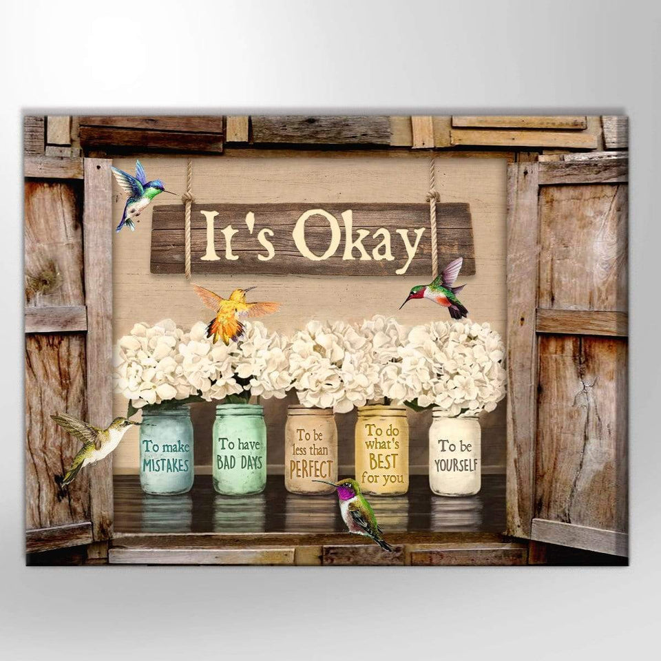 It's Okay Hummingbird Premium Wall Art Canvas