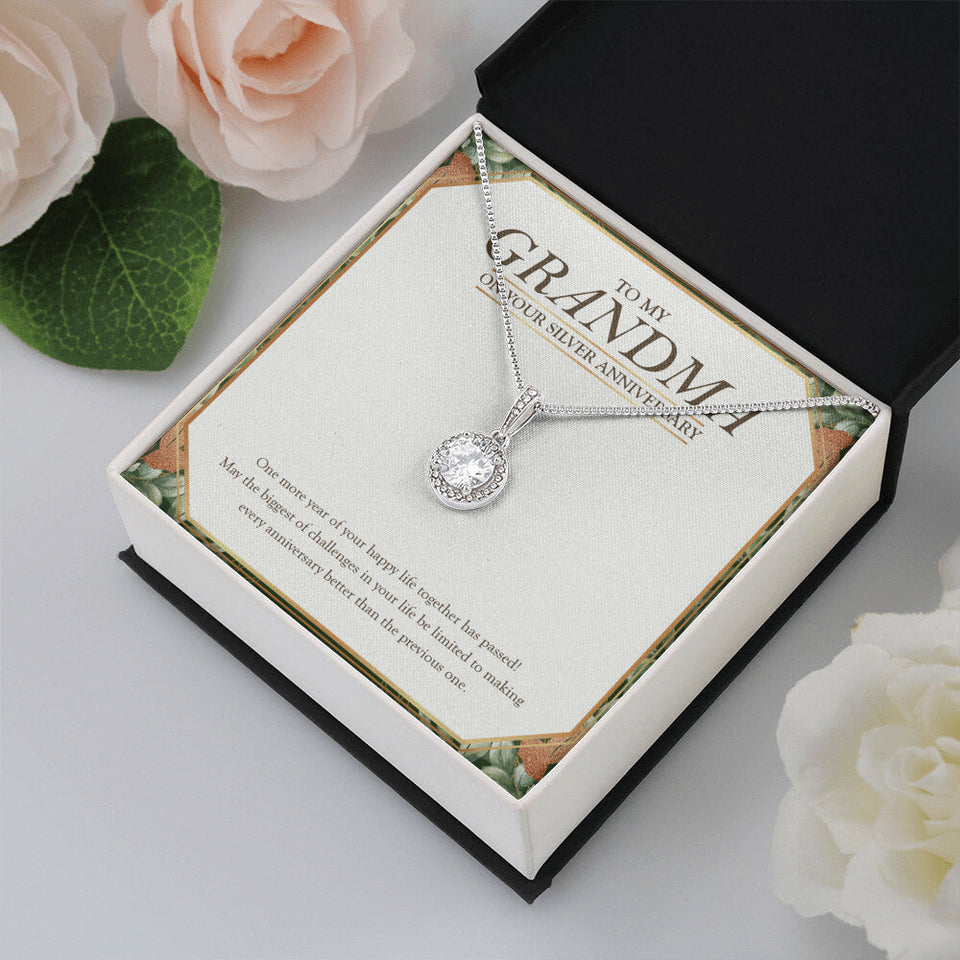 "Better Than The Previous One" Grandma Silver Wedding Anniversary Necklace Gift From Granddaughter Grandson Eternal Hope Pendant Jewelry Box