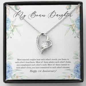 "Most Married Couples" Bonus Daughter 1st Wedding Anniversary Necklace Gift From Mom Dad Parents Forever Love Pendant Jewelry Box