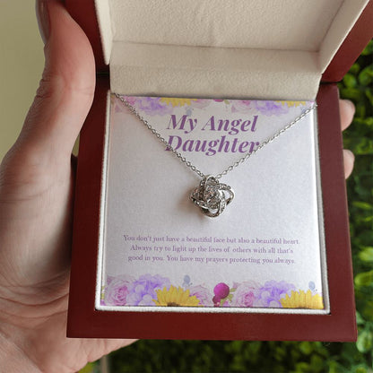 "Light Up The Lives" Angel Daughter Necklace Gift From Mom Dad Alluring Beauty Pendant Jewelry Box Birthday Christmas Graduation Valentines