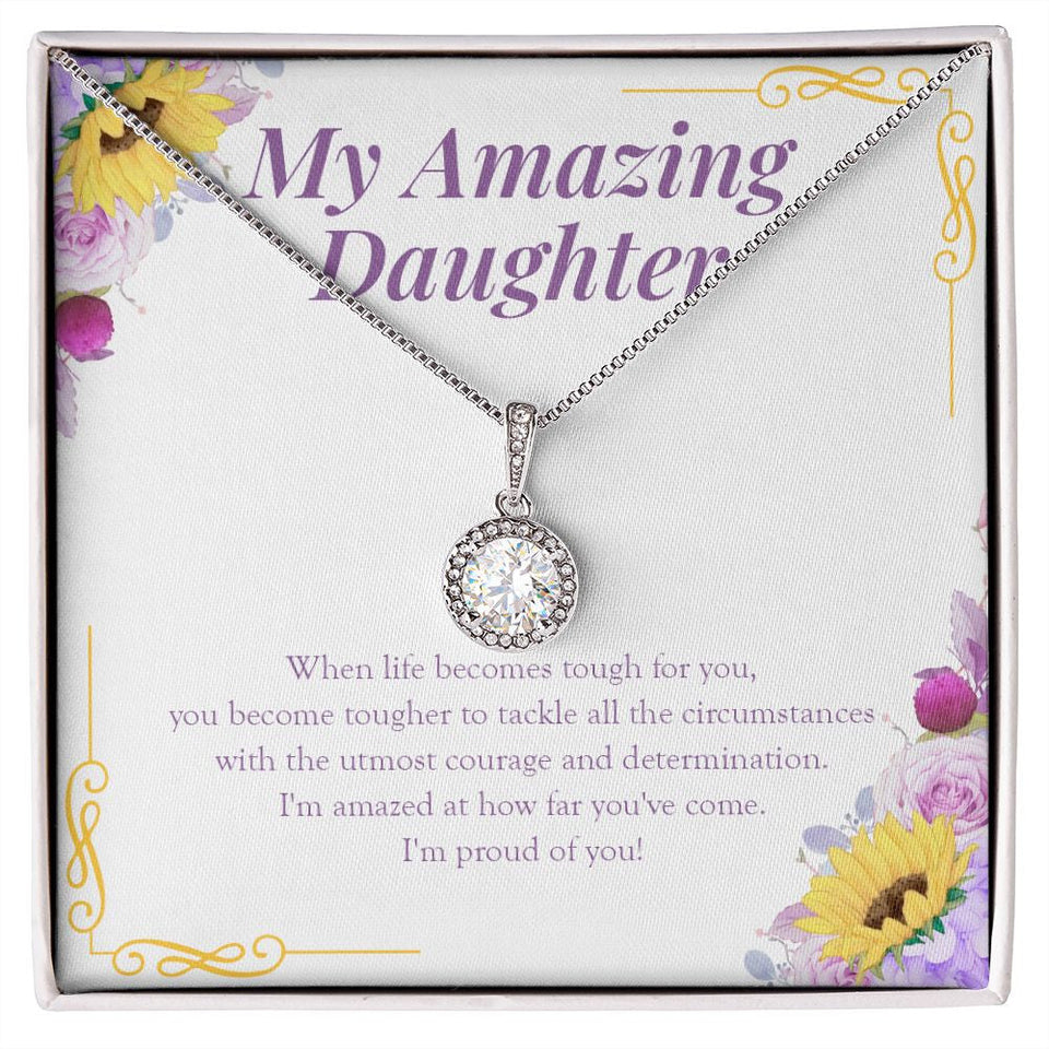 "You Became Tougher" Amazing Daughter Necklace Gift From Mom Dad Eternal Hope Pendant Jewelry Box Birthday Graduation Christmas New Year