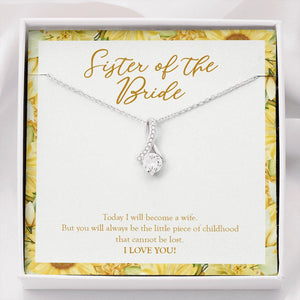 "Little Piece of Childhood" Sister of the Bride Wedding Day Necklace Gift Alluring Beauty Pendant Jewelry Box