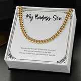 "The Sunshine In My Day" Badass Son Necklace Gift From Mom Dad Cuban Link Chain Birthday Graduation Christmas New Year