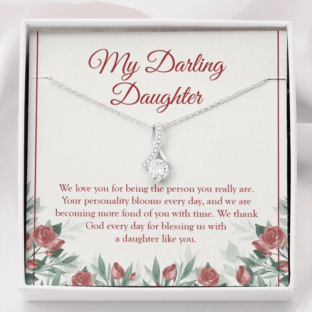 "Your Personality Blooms" Darling Daughter Necklace Gift From Mom Dad Alluring Beauty Pendant Jewelry Box Birthday Christmas Thanksgiving Wedding