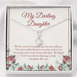 "Your Personality Blooms" Darling Daughter Necklace Gift From Mom Dad Alluring Beauty Pendant Jewelry Box Birthday Christmas Thanksgiving Wedding