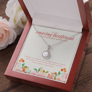 "Happy Memories to Cherish" Amazing Bestfriend Wedding Anniversary Necklace Gift From BFF Bestie Soul Sister Eternal Hope Pendant Jewelry Box