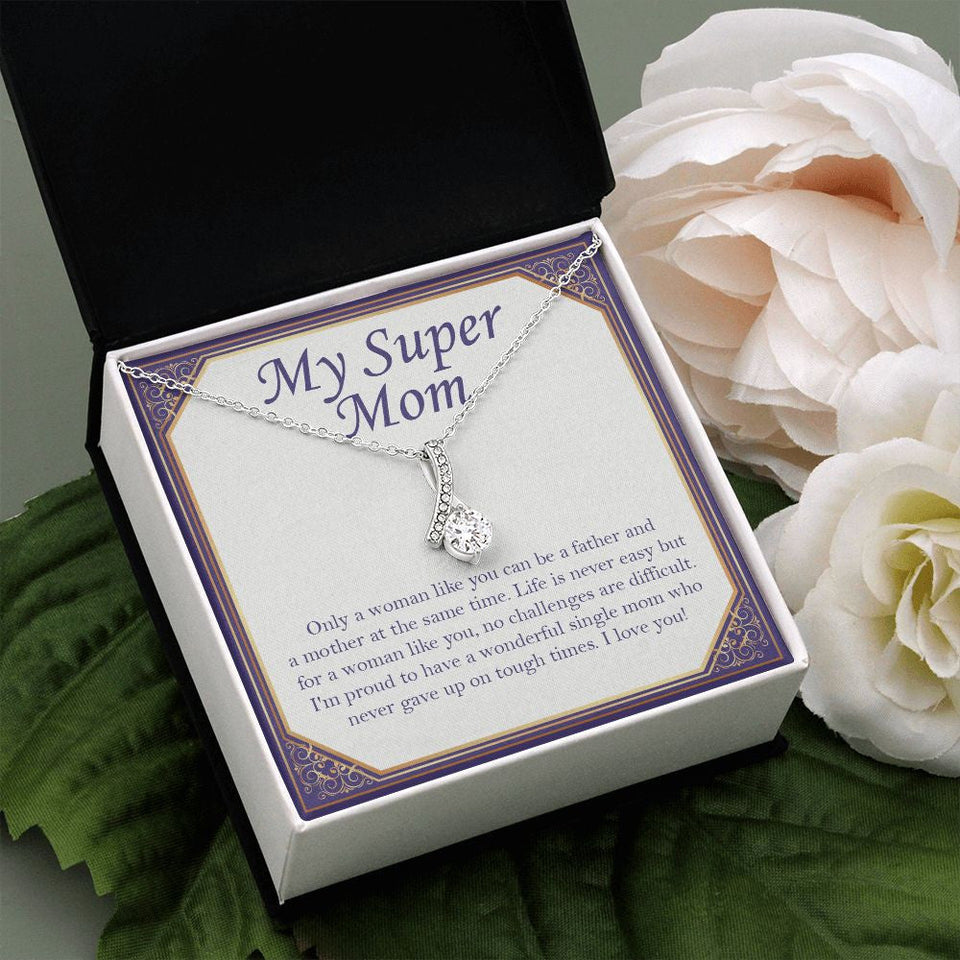 "Only a Woman Like You" Super Mom Necklace Gift From Daughter Son Alluring Beauty Pendant Jewelry Box Birthday Mothers Day Christmas Valentines