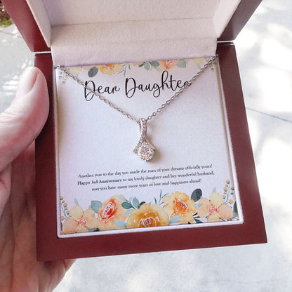 "Made The Man Of Your Dreams" Daughter 3rd Wedding Anniversary Necklace Gift From Mom Dad Parents Alluring Beauty Pendant Jewelry Box