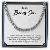 "Privilege Of Being An Extra-Mom" Bonus Son Necklace Gift From Mom Dad Cuban Link Chain Jewelry Box Birthday Graduation Christmas New Year