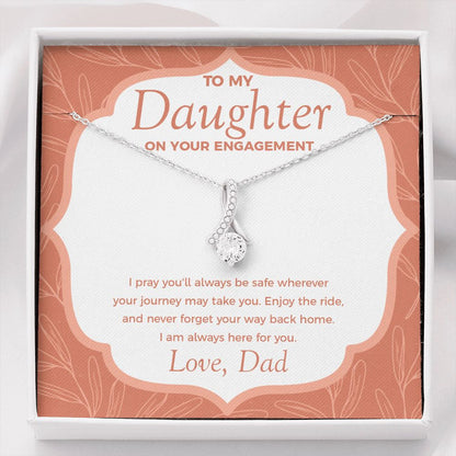 "Way Back Home" Daughter Engagement Necklace Gift From Dad Mom Parents Alluring Beauty Pendant Jewelry Box
