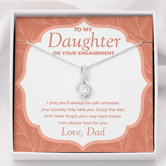 "Way Back Home" Daughter Engagement Necklace Gift From Dad Mom Parents Alluring Beauty Pendant Jewelry Box