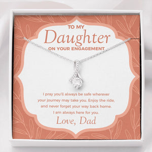 "Way Back Home" Daughter Engagement Necklace Gift From Dad Mom Parents Alluring Beauty Pendant Jewelry Box