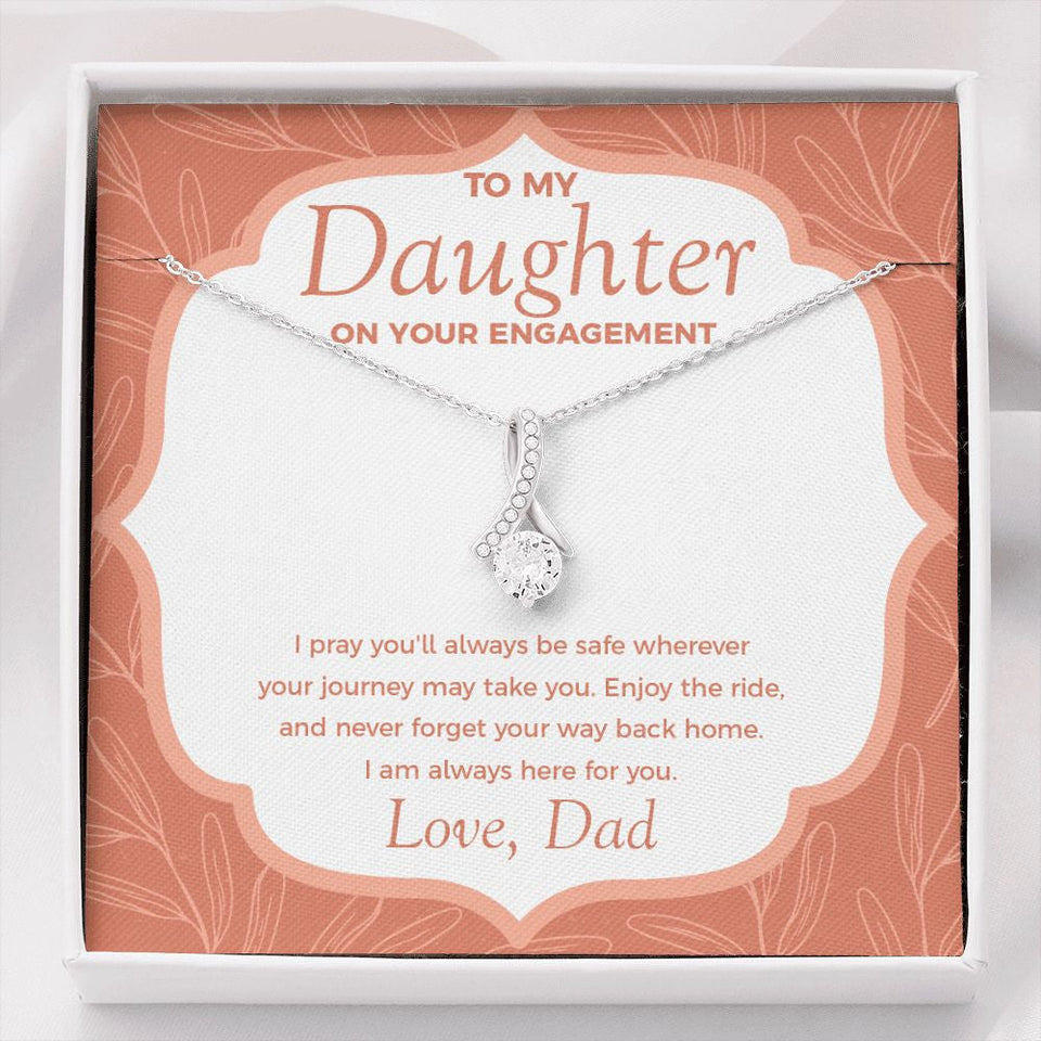 "Way Back Home" Daughter Engagement Necklace Gift From Dad Mom Parents Alluring Beauty Pendant Jewelry Box