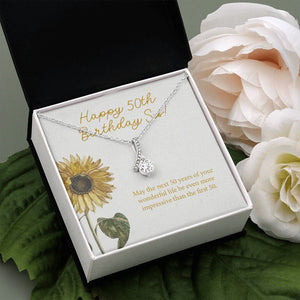 "Your Amazing Life" Sister 50th Birthday Necklace Gift From Brother Sibling Alluring Beauty Pendant Jewelry Box