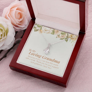 "Face The World With A Smile" Loving Grandma Necklace Gift From Granddaughter Grandson Alluring Beauty Pendant Jewelry Box Birthday Christmas New Year