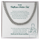 "Caring Seed in Your Heart" Healthcare Worker Dad Necklace Gift From Son Daughter Cuban Link Chain Jewelry Box Birthday Graduation Christmas New Year