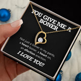 Girlfriend Wife Necklace Gift - You Give Me A Boner - Funny Valentines Day Gift I Love You Forever Love Necklace, Valentine Gift for Her