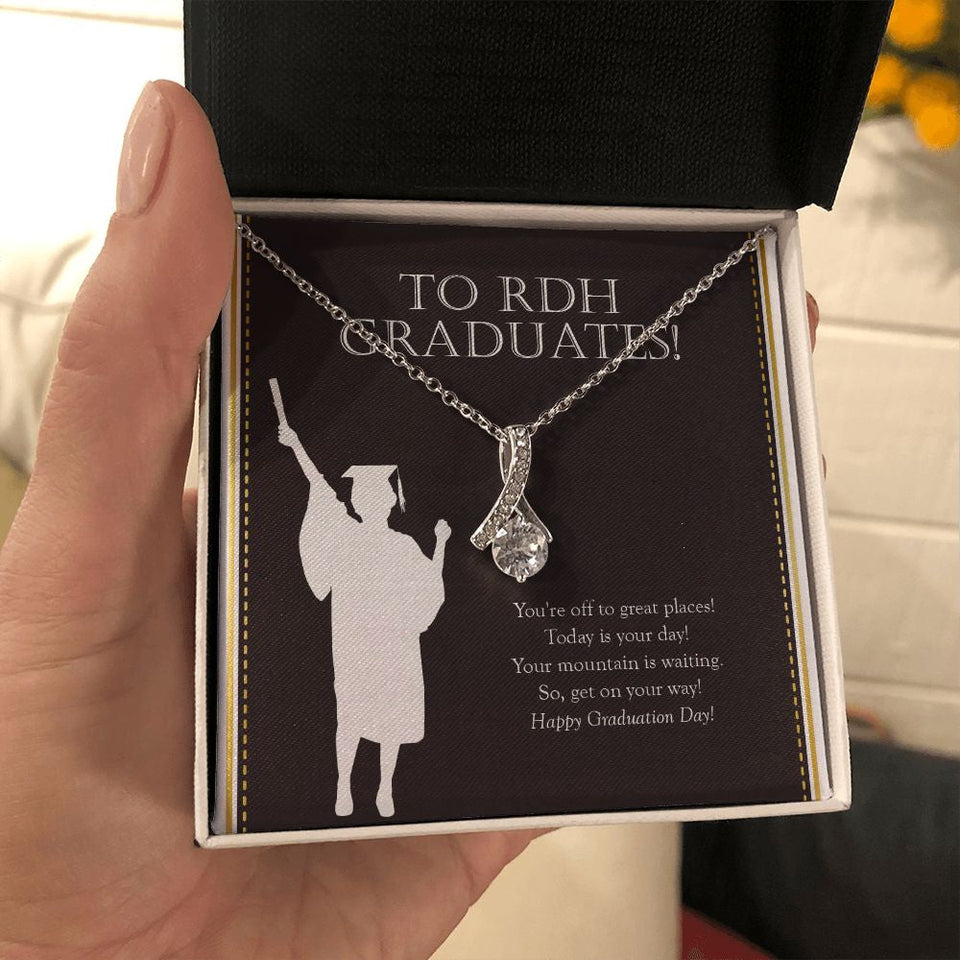 "Get On Your Way" Registered Dental Hygienist Graduation Necklace Gift From Mom Dad Grandma Grandpa Teacher Professor Classmate Alluring Beauty Pendant Jewelry Box