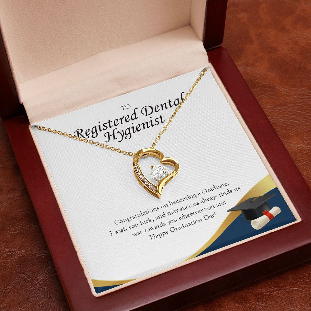 "Luck and Success" Registered Dental Hygienist Graduation Necklace Gift From Mom Dad Grandma Grandpa Bestfriend Classmate Forever Love Pendant Jewelry Box
