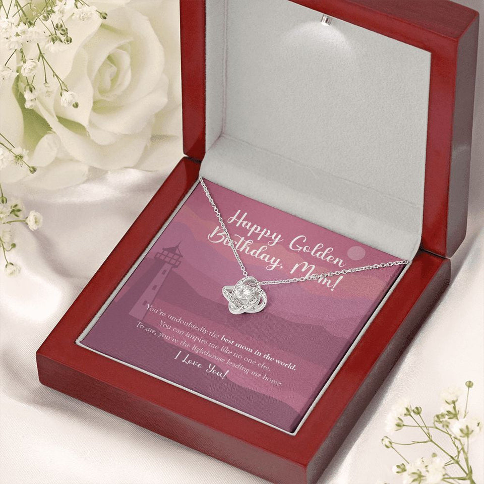 "You Are My Lighthouse" Mom Golden Birthday Necklace Gift From Daughter Son Forever Love Pendant Jewelry Box