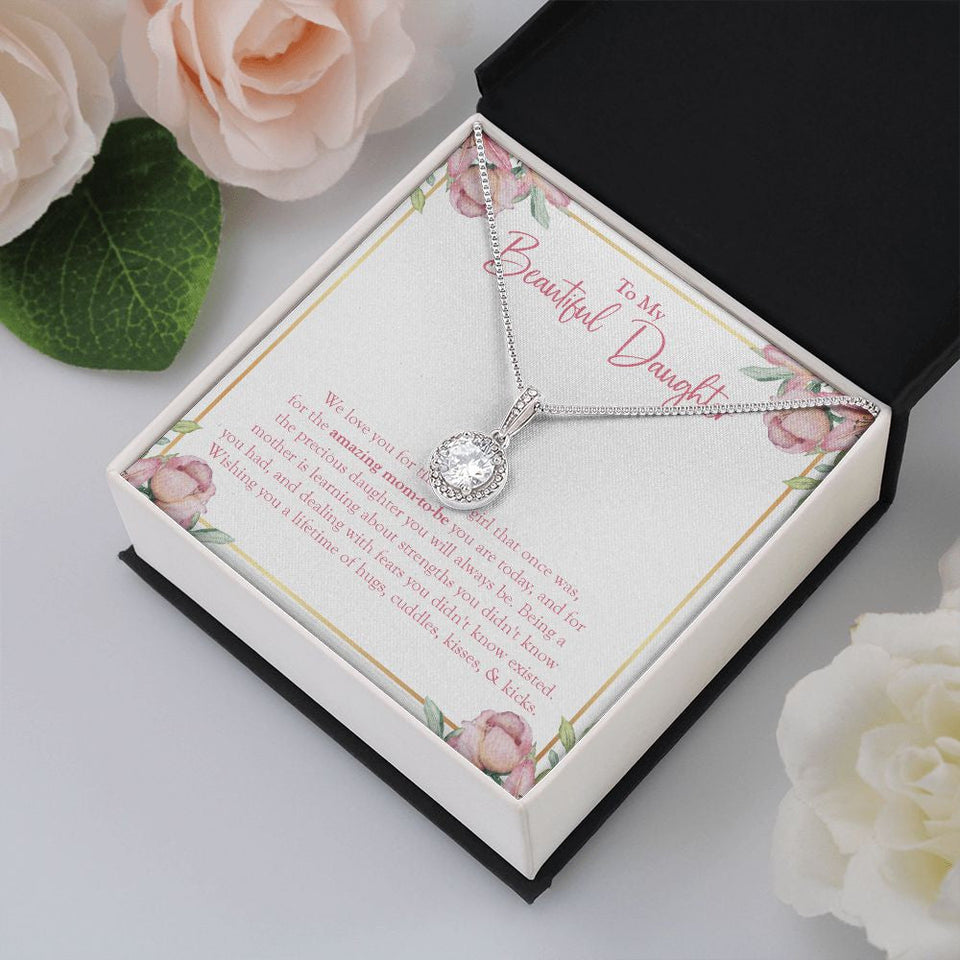 "Amazing Mom-To-Be" Beautiful Pregnant Daughter Necklace Gift From Mom Dad Eternal Hope Pendant Jewelry Box Baby Shower