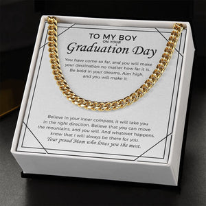 "You Have Come So Far" Son Graduation Necklace Gift From Dad Mom Cuban Link Chain Jewelry Box