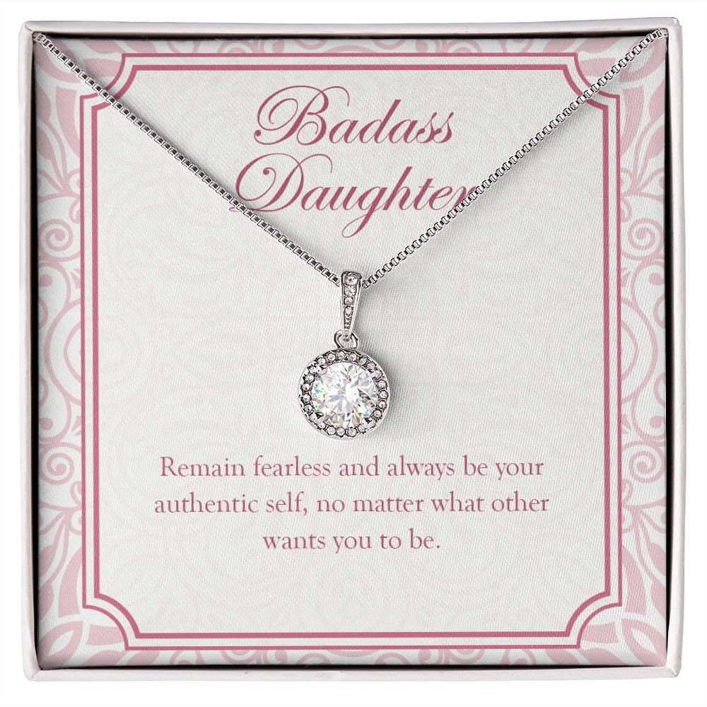 "Remain Fearless And Authentic" Badass Daughter Necklace Gift From Mom Dad Eternal Hope Pendant Jewelry Box Birthday Graduation Christmas New Year