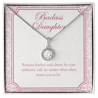 "Remain Fearless And Authentic" Badass Daughter Necklace Gift From Mom Dad Eternal Hope Pendant Jewelry Box Birthday Graduation Christmas New Year
