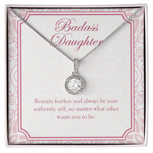 "Remain Fearless And Authentic" Badass Daughter Necklace Gift From Mom Dad Eternal Hope Pendant Jewelry Box Birthday Graduation Christmas New Year