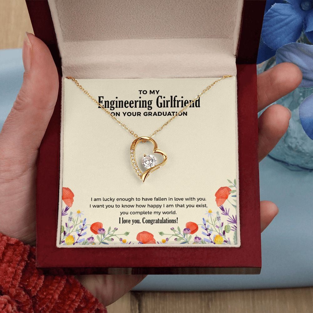 "Lucky To Fall In Love" Engineering Girlfriend Graduation Necklace Gift From Boyfriend Forever Love Pendant Jewelry Box