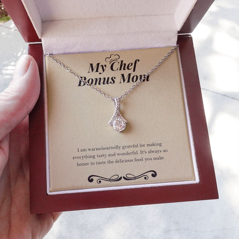 "Delicious Food You Make" Chef Bonus Mom Necklace Gift From Daughter Son Alluring Beauty Pendant Jewelry Box Birthday Christmas Valentines Thanksgiving