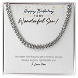 "Always Right Beside You" Wonderful Son Necklace Gift From Mom Dad Cuban Link Chain Jewelry Box