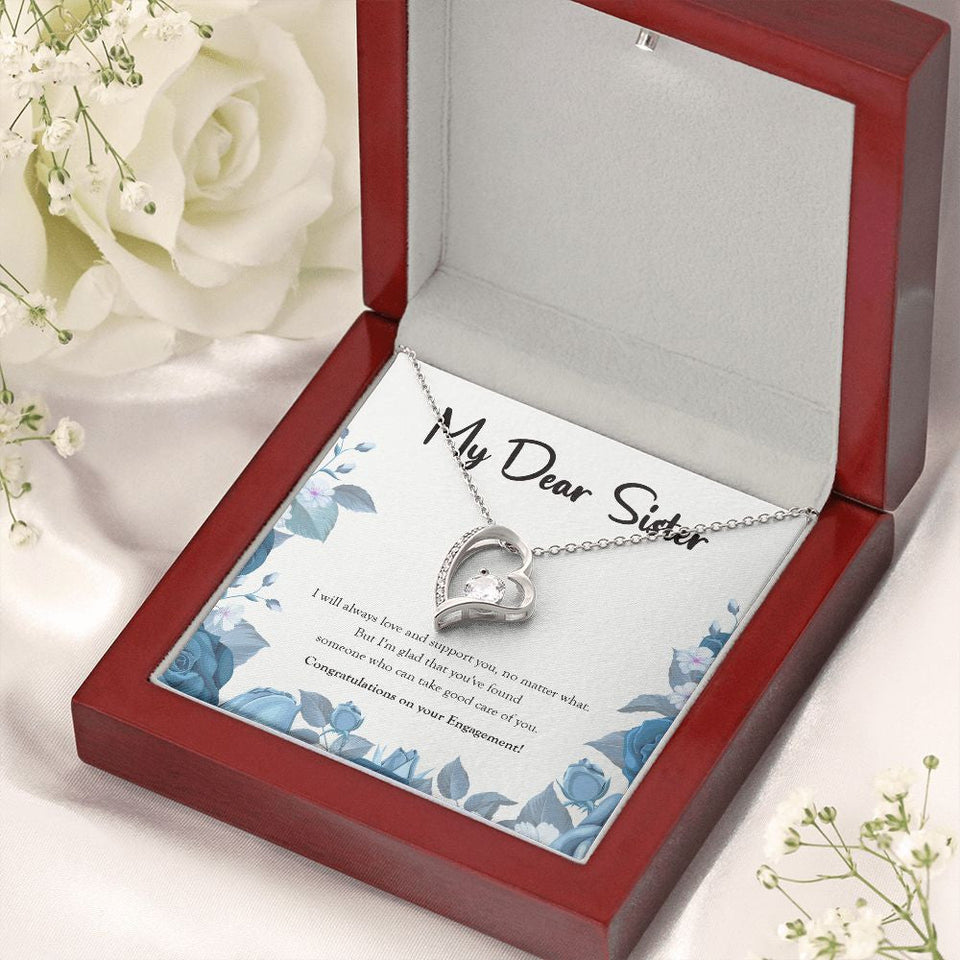 "Glad That You've Found" Sister Engagement Necklace Gift From Sis Brother Forever Love Pendant Jewelry Box